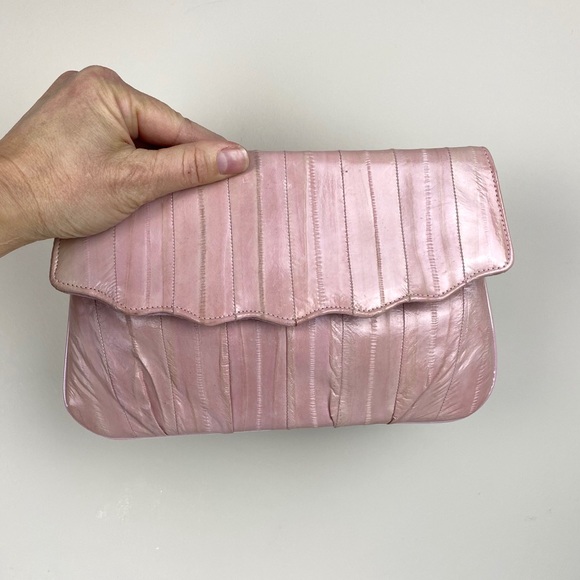 Vintage Handbags - Vintage Blush Pink Eelskin Handbag